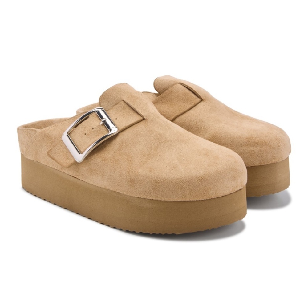 Madden Girl Camel Suede Platform Clogs